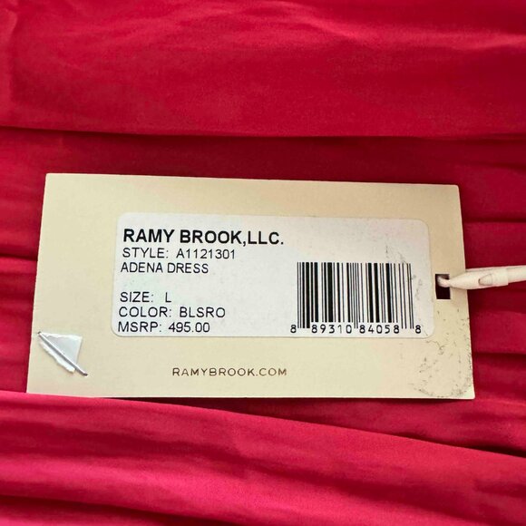 Ramy Brook Adena Blush Rose Pleated Midi Dress - L - Picture 3 of 4